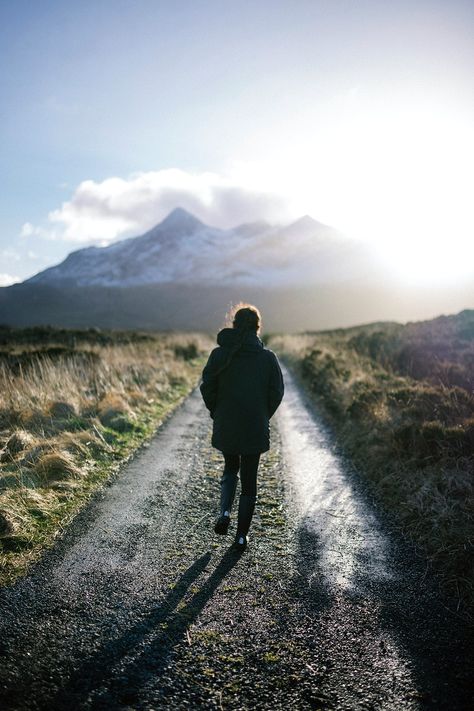 Woman walking on a road in Glen Etive, Scotland | premium image by rawpixel.com / Jack Anstey Woman Hiking, Ways To Feel Better, Glen Etive, Walking People, Woman Walking, Forest Path, Forest Road, Mountain Travel, Mountain Photography