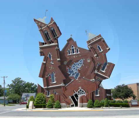 Deconstructing the Churches (A series of photo collages) Michael Jantzen © 2012www.michaeljantzen.com Deconstructing the Churches is a series of photo collages that are part of a larger series of photos, which visually deconstruct parts of the real world that we normally think of as stable... Casa Fantasy, Architecture Cool, Architecture Unique, Crazy Houses, Unusual Buildings, Unusual Home, Unusual Homes, Interesting Buildings, Unique House Design