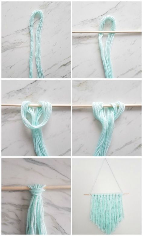 DIY Wall Hanging | Make this amazing yarn wall hanging with this easy to follow tutorial in 15 minutes or less! Click through for the steps and 3 simple materials you need to make it! Easy Diy Wall Hanging, Diy Room Decor For Girls, Diy Wall Hanging Yarn, Dekorasi Bohemia, Teenage Room Decor, Kraf Kertas, Diy Wall Hanging, Diy Dekor, Diy Photo Frames