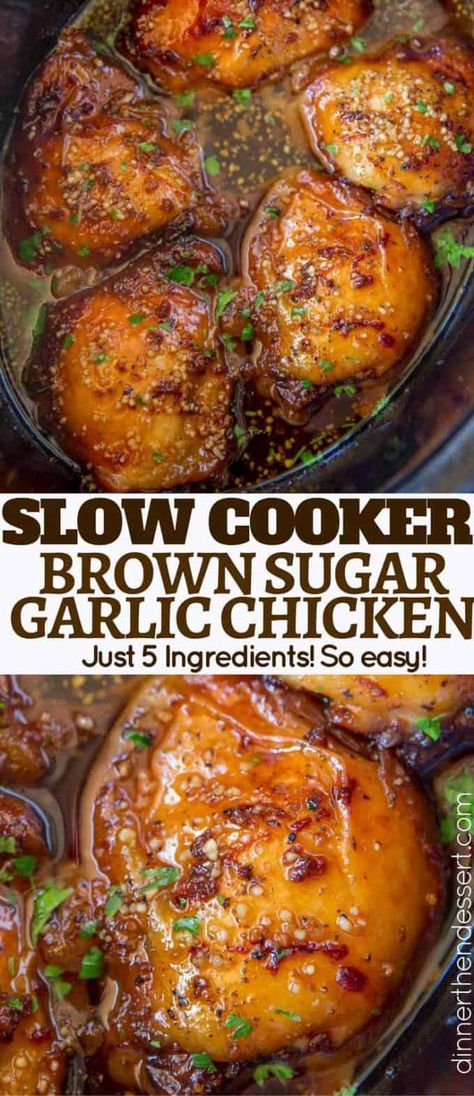 Brown Sugar Garlic Chicken, Garlic Brown Sugar Chicken, Crockpot Lasagna, Easy Crockpot Dinners, Zuppa Toscana, Slow Cooker Desserts, Chicken Thigh Recipes Crockpot, Crockpot Dishes, Chicken Slow Cooker Recipes