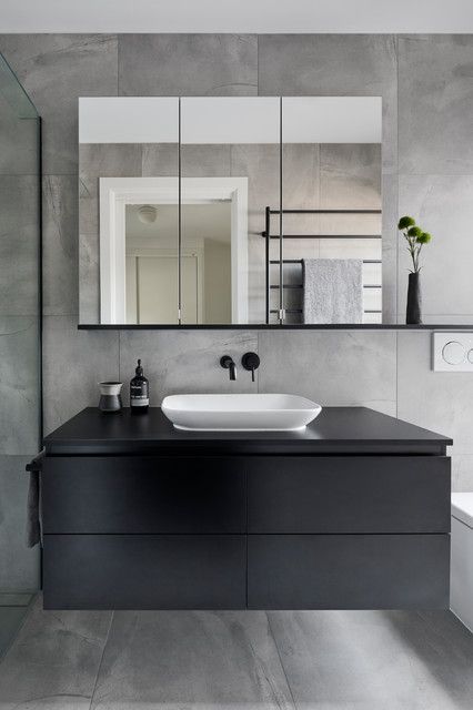 Toilet One Piece, Black Cabinets Bathroom, Bathroom Furniture Design, Over The Toilet Storage, Bathroom Design Black, Black Vanity Bathroom, Over The Toilet, Out Of Order, Black Toilet