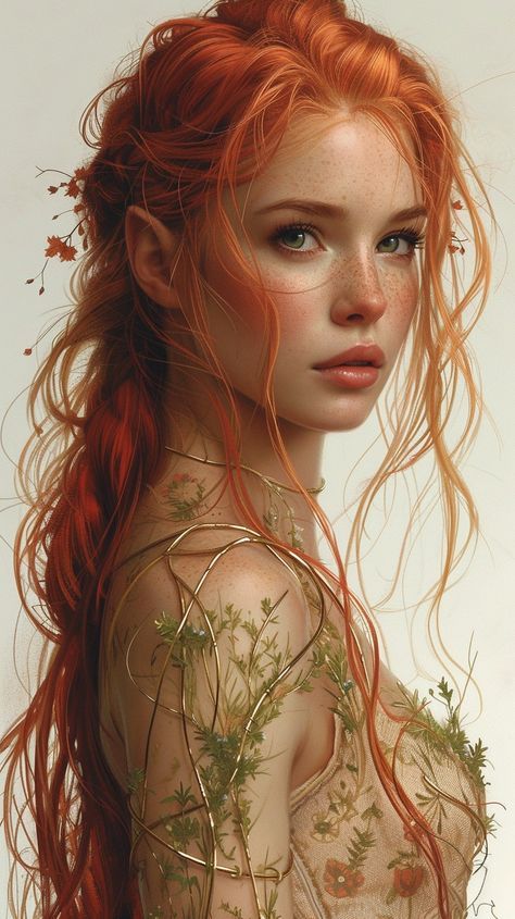 Red Hair Elf, Female Elf, Red Haired Beauty, Red Hair Woman, Portrait Photography Women, Fantasy Portraits, Female Character Inspiration, Digital Portrait Art, Female Portraits