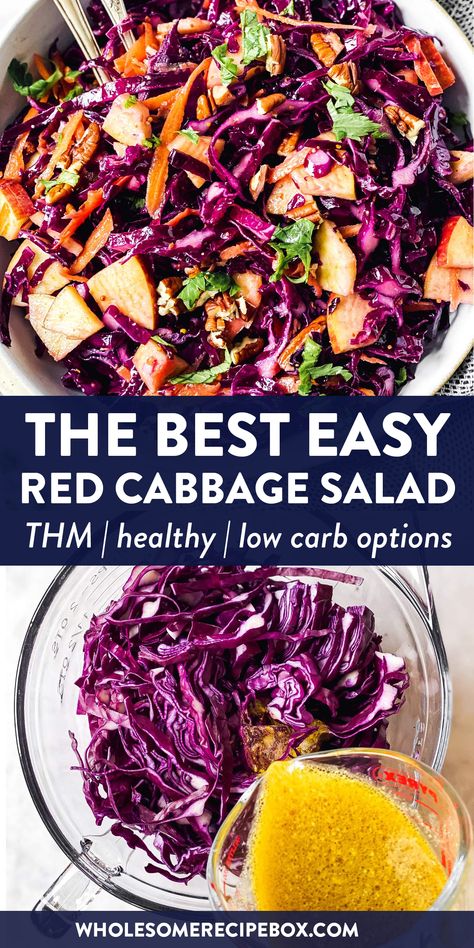 Chopped Salads With Cabbage, Red Cabbage Cucumber Salad, Cabbage And Beet Salad, Red Cabbage And Apple Slaw, Purple Cabbage Recipe Vegan, Essen, Paleo Cabbage Salad, Coleslaw With Red Cabbage, Lunch Recipes With Cabbage