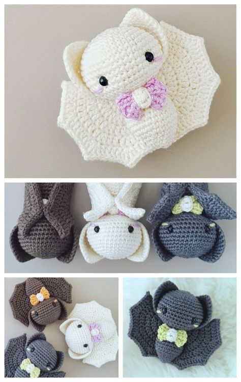 Crocheted Stuffed Animals, Bat Amigurumi, Crochet Bat, Halloween Crochet Patterns, Crochet Animals Free Patterns, Crochet Boho, Crochet Design Pattern, Kawaii Crochet, Beginner Crochet Projects