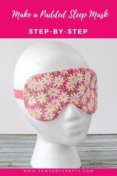 Learn to make this simple padded sleep mask. Just follow this step-by-step tutorial and you will be able to complete this sleep mask in no time at all. The free pattern is included. This sleep mask is perfect for keeping light out and is comfortable too. #sewingproject #sewingtutorial #sewingpattern #sleepmask Diy Eye Cover Sleep Mask, Eye Mask Diy Sleeping, Eye Masks For Sleeping, Sleeping Mask Diy, Sleep Mask Diy, Diy Sleeping Mask, Sleep Mask Pattern, Eye Sleeping Mask, Sleeping Face Mask