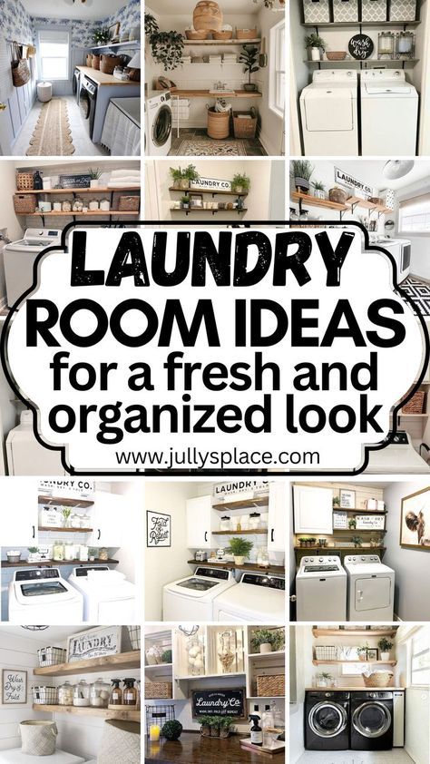 laundry room ideas, laundry room decor, laundry room, laundry room organization, laundry room storage, laundry room ideas small space Laundry Room With Folding Table Ideas, Laundry Room Organization Bins, Laundry Ideas For Top Loaders, Laundry Room And Pantry Ideas, Baskets For Laundry Room Shelves, Floating Shelves In Laundry Room Small Spaces, Organisation, Small Laundry Basket Ideas, Laundry Room Open Shelving Decor