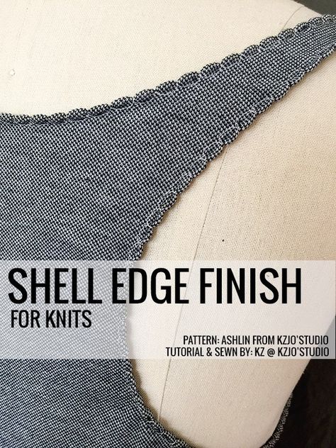 Tutorial: Shell edge finish for knit fabrics Couples Image, Handmade Projects, Visual Memory, Techniques Couture, Beginner Sewing Projects Easy, Leftover Fabric, Diy Couture, Sewing Skills, Sewing Projects For Beginners