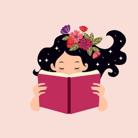 Reading, Reading A Book Illustration, Reading A Book, Girl Reading, Book Illustration, A Book, Premium Vector