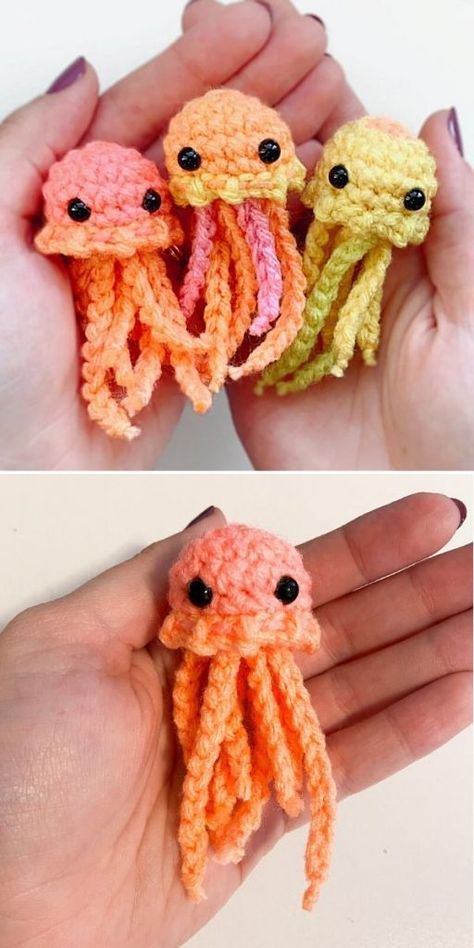 Toys Quotes, Crochet Fish Patterns, Crochet Project Free, Octopus Crochet Pattern, Crocheted Jellyfish, Crochet Fish, Easy Crochet Animals, Quick Crochet Patterns, Crochet Octopus