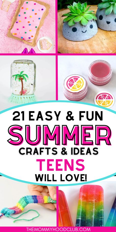 CUTE AND FUN DIY SUMMER CRAFTS FOR TWEENS AND TEENS. Have older kids that need something to do this summer? Get creative and artsy with these cute and trendy crafts! Crafts For Twelve Year Olds, Summer Fun With Teens, Girls Crafts For Kids, Crafts For 10 Yrs Old, Crafts For Nine Year Olds, At Home Arts And Crafts For Kids, Cheap Easy Crafts For Kids, Summer Ideas For Preteens, Crafts For Teenagers Girl