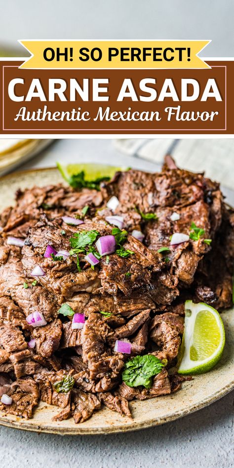 This bold, vibrant recipe for Carne Asada is first marinated in a delicious blend of citrus, Mexican spices, and jalapeños before being grilled to perfection. Serve with rice, on a taco, or any way you like! Mexican Steak Marinade, Steak Taco Marinade, Best Carne Asada Recipe, Authentic Carne Asada Recipe, Carne Asada Tacos Recipe, Beef Carnitas, Carne Asada Recipes Marinade, Carne Asada Steak, Steak Taco Recipe