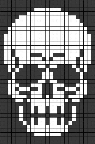 Alpha Pattern #21868 Preview added by biancaplem Norse Pixel Art, Pixel Crochet Blanket Granny Squares, Alpha Patterns Tarot, Skull Blanket Crochet Pattern, Crochet Pixel Pattern Small Easy, Pixel Art Halloween, Cross Stitch Skull, Crochet Skull Patterns, Crochet Skull