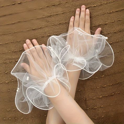 Faster shipping. Better service Fake Sleeves, Detachable Cuffs, Gloves Style, Hair Loop, Nails Necklace, Pearl Lace, Pearl Decorations, Bridal Gloves, Pearl And Lace