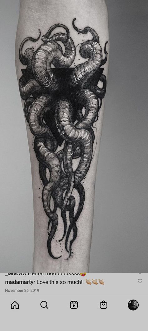 Octopus Tattoos, Cursed Tattoo Design, Gengar Tattoo, Tentacle Tattoo, Cthulhu Tattoo, Kraken Tattoo, Organic Tattoo, Octopus Tattoo Design, Goth Tattoo