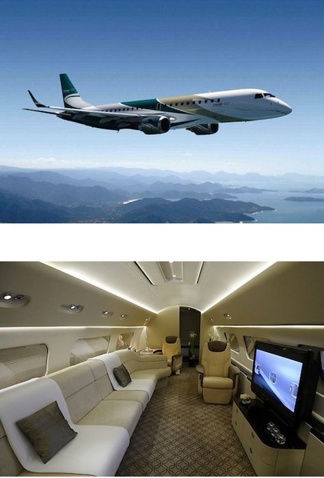 Embraer Lineage 1000 Cost: $49.25 million Owner: Jorge Vergara Embraer took their 190 passenger jet, took out a bunch of seats, added extra fuels tanks, and glitzed up the interior to come up with the Lineage 1000 back in 2006. It seats just 19 people (not many for a commercial airliner-sized jet), but it also has room for a bedroom and bathroom. Plus, those extra fuel tanks give it a range of 5,179 miles. Oh, and Jorge Vergara is a mexican businessman. Embraer Lineage 1000, Back In 2006, Luxury Jets, Air Travel, Range Rover, Luxury Travel, Airlines, Transportation, Passenger