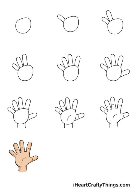 Hand Drawing - How To Draw A Hand Step By Step How To Draw Muffin Hands, Easy Hand Drawings Simple, Free Hand Designs Drawing, Chibi Hands, Hand Step By Step, Draw A Hand, Drawing Anime Hands, Holding Hands Drawing, Easy Hand Drawings