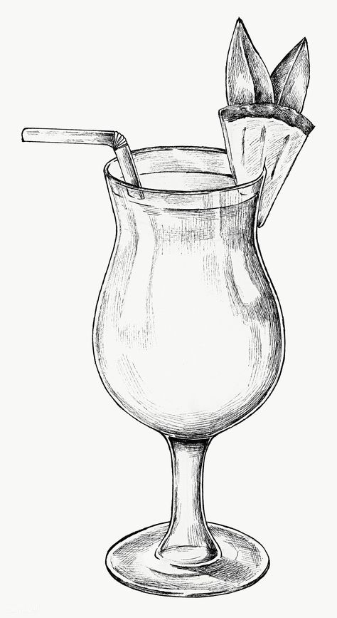 Cocktail Sketch, Glass Drawing, Cute Draw, Cocktail Illustration, Pineapple Cocktail, Low Calorie Recipes Dessert, Frozen Banana Bites, Stevia Plant, Banana Bites
