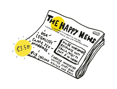 News Paper Illustration, Happy Newspaper, Newspaper Illustration, Good In The World, Happy News, Positive News, Good Notes, World News, The Happy