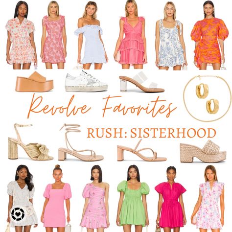 Business Casual Outfits Sorority, Sorority Rushing Outfits, Sisterhood Sorority Outfits, Uf Rush Week Outfits, Sisterhood Round Dress, Rush Sisterhood Outfits, Sorority Rush Shoes, Fall Rush Outfits, Rush Preference Dresses