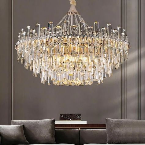 Home decor - modern living room - wall decoration ideas 2024 Ballroom Chandelier, Villa Living Room, Living Room Lights, Modern Crystal Chandelier, Concentric Circles, Island Decor, Crystal Lighting, Chandelier Style, Chandelier For Sale