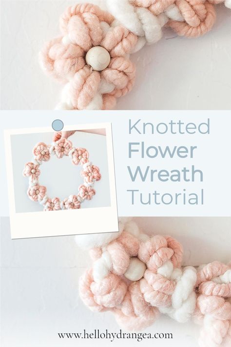 I always love collaborating with @lovefestfibers because their yarn makes every project EXTRA special. I couldn’t help but be inspired by the cheerful spring colors of one of their weaver fiber packs to create a knotted floral wreath using some simple macrame knots. I played around with some daisy chain variations until I found the perfect way to knot these flowers into a circle. Click on the title above to find the full tutorial. Macrame Wreath Diy Tutorial, Macrame Flower Wall Hanging Tutorial, Macrame Easter Decoration, Spring Macrame Ideas, Easter Macrame Ideas, Macrame Wreath Diy, Spring Macrame, Diy Yarn Flowers, Easter Macrame