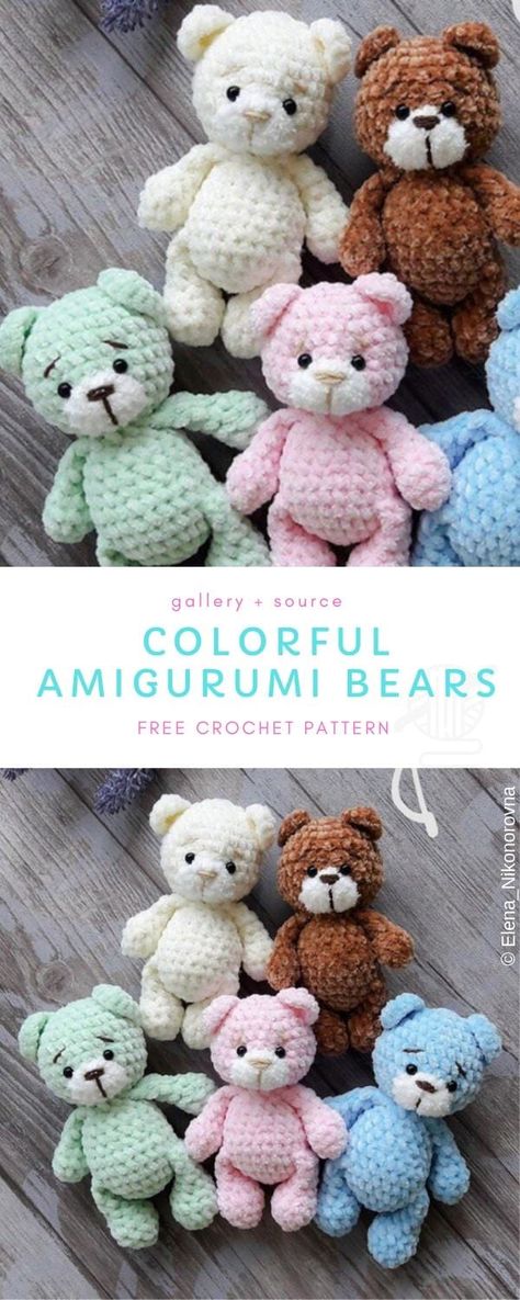 Colorful Amigurumi, Toys Quotes, Soft Amigurumi, Crochet Mignon, Bear Patterns, Crochet Bear Patterns, Confection Au Crochet, Easy Crochet Animals, Crochet Toys Free