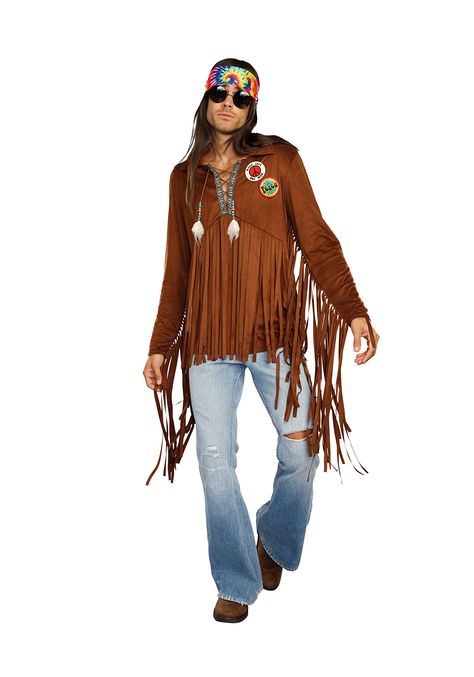 Hippies, Hippie Outfits Men, 1970s Costumes, Laid Back Outfits, Flower Power Hippie, 70s Costume, Fringe Shirt, 70s Outfits, Hippie Costume