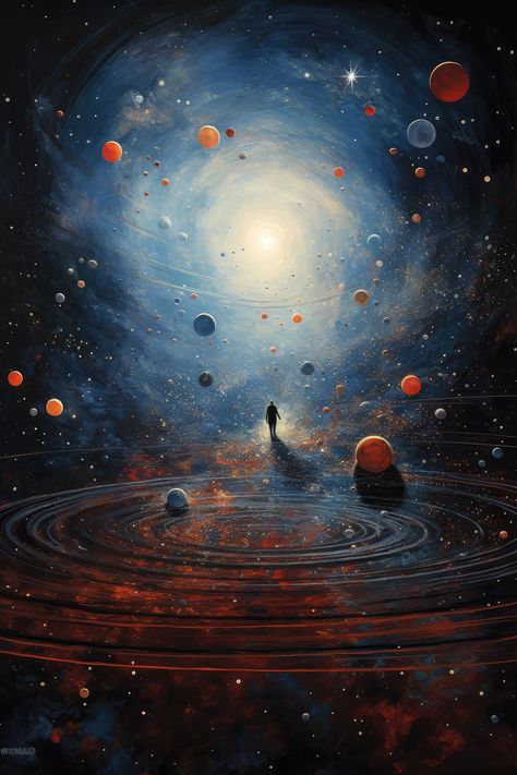 Cosmos, planets, stars We Are Travelers On A Cosmic Journey, Multiple Universes Art, Other Planets Art, Space Exploration Art, Cosmic Art Spiritual, The Universe Aesthetic, Celestial Character Design, Cosmos Aesthetic, Space Fantasy Art