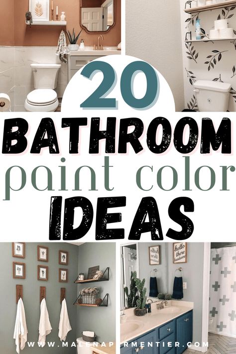 bathroom paint color ideas and remodel paint color schemes and wall projects for inspiration Bathroom Remodel Paint, Bathroom Paint Color Ideas, Guest Bathroom Colors, Bathroom Colors Schemes, Bathroom Wall Ideas, Bathroom Paint Color, Small Bathroom Redo, Small Bathroom Paint Colors, Best Bathroom Paint Colors