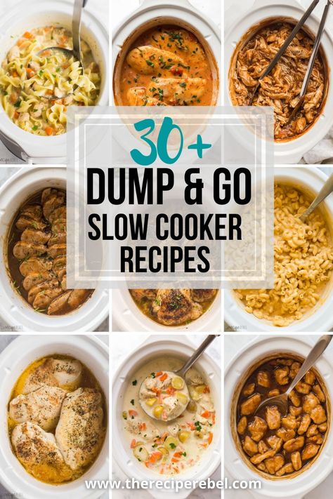 beforehand — simply throw it in and walk away! Easy crock pot dump meals for busy weeknights and back to school! Chicken, beef, pork, or vegetarian — there’s something for everyone! #slowcooker #crockpot | easy crockpot meals | slow cooker recipes | crock pot recipes | slow cooker dinners | dinner ideas | slow cooker soup | crockpot chicken Crockpot Dump Recipes, Easy Dinner Recipes Crockpot, Easy Crockpot Dinners, Slow Cooker Beef Stew, Slow Cooker Dinner, Crockpot Dishes, Easy Slow Cooker Recipes, Slow Cooker Pork, Slow Cookers