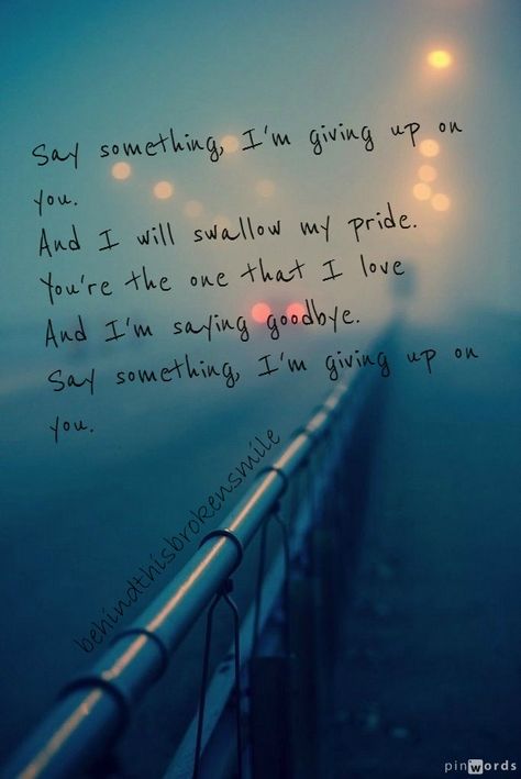 Say something, I'm giving up on you... Quotes, Giving Up, Yours Lyrics, Say Something, You Gave Up, Google Search