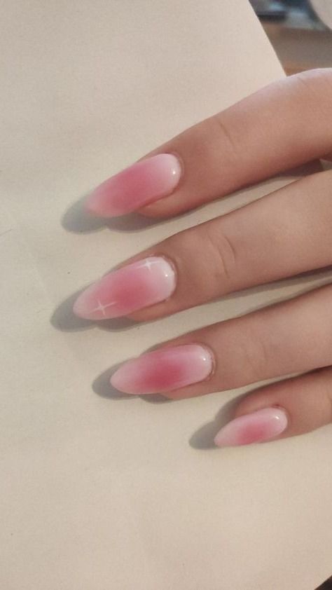 Easy Cute Pink Nails, Aura Nails Sparkle, Pink Aura Acrylic Nails, Nails Girly Pink, Girly Nail Inspiration, Gel X Aura Nails, Girly Nail Designs Pink, Gel Nail Ideas Almond, Aura Nails White And Pink