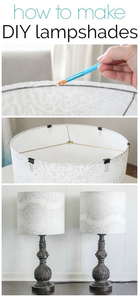 How to make a lampshade - making custom diy lampshades is a quick and easy project.  #lovelyetc #diyhomedecor #lampshade #lamps Diy Lampshades, Film Decor, Diy Lampshade, Make A Lampshade, Diy Luminaire, Diy Dekor, Lampe Diy, Diy Muebles Ideas, Lampshade Makeover