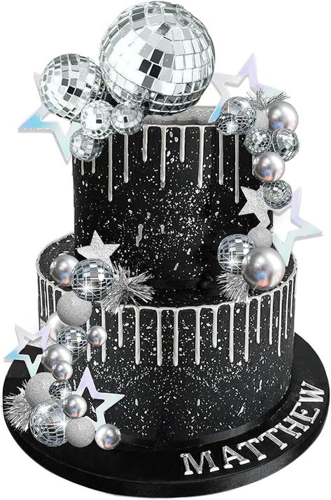 Amazon.com: Disco Ball Cake Topper Mirror Balls Cake Decorations with Silver Stars Cake Topper for 70s 80s Disco Dance Party Saturday Night Fever Supplies (Style 1) : Grocery & Gourmet Food Star Themed Birthday Party Decoration, Disco Glam Birthday Cake, Hot Pink Disco Birthday Cake, Cake Stars Birthday, Purple Disco Birthday Cake, Disco Cake Aesthetic, Cakes With Disco Balls, Glitter Ball Cake, Birthday Cake With Disco Ball