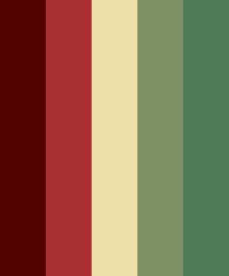 Vintage Red and Green Color Palette Green Color Pallete, Maroon Color Palette, Red Color Pallets, Green Pallete, Vintage Color Schemes, Christmas Palette, Red Color Combinations, Christmas Color Palette, Vintage Colour Palette