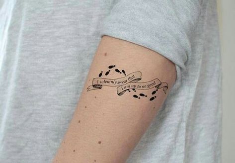 Literary Tattoos, Marauders Map Tattoo, Harry Tattoos, Hp Tattoo, Potter Tattoo, Tattoo Line, Fan Tattoo, Map Tattoos, Harry Potter Tattoo