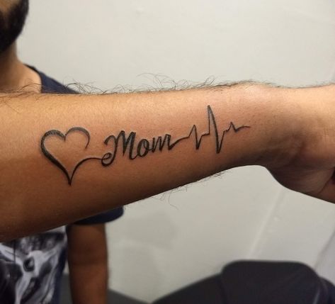 Husband Name Tattoos For Women Chest, Heartbeat Tattoo With Name, Bracelet Tattoos With Names, Husband Name Tattoos, Forearm Name Tattoos, Name Tattoos On Arm, Dbz Tattoo, Memorial Tattoo Designs, Name Tattoos For Moms