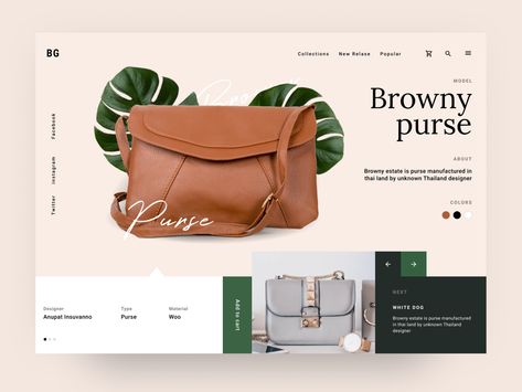 Try new web design layout. I am available for UI design project. rickgrade3@gmail.com​ Leather Bag Website Design, Handbag Website Design, Bags Website Design, Bag Catalogue Design Layout, Bag Layout Design, Bag Website Design, Bag Creative Ads, Bag Poster Design, Bag Catalogue