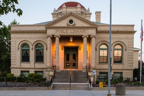 Galion Public Library Ohio Victorian Library Exterior, Library Building Exterior, Library Exterior Design, Library Architecture Exterior, Public Library Exterior, School Facade, Library Exterior, Old School Building, Folio Ideas