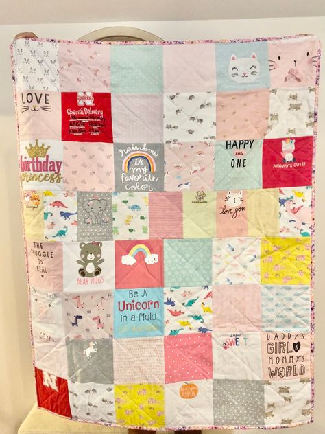 Patchwork, Couture, Baby Clothes Keepsake, Onesie Quilt, Keepsake Baby Blanket, Baby Memory Quilt, Baby Quilts To Make, Baby Clothes Blanket, Old Baby Clothes