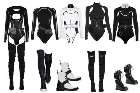 Couture, Haute Couture, Performance Outfit Dance, Kpop Stage Outfits Black And White, Black And White Performance Outfit, Kpop Stage Outfits Ideas Black, Kpop Black And White Outfit, Black Spy Outfit, Black And White Stage Outfit