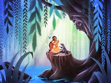 Pocahontas Grandmother Willow | My Pocahontas piece,"In the Shade of Grandmother Willow", will be ... Disney Concept Art, Pocahontas Grandmother Willow, Grandmother Willow, Disney Princess Pocahontas, Animation Disney, Disneyland Pictures, Wallpaper Disney, Disney Pocahontas, Film Disney