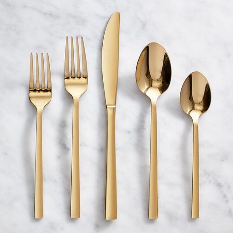 Kitchen Color Palettes, Gold Cutlery Set, Modern Flatware, Gold Cutlery, Gold Flatware, Stoneware Dinnerware Sets, Stoneware Dinnerware, Stainless Steel Cutlery, Silverware Set