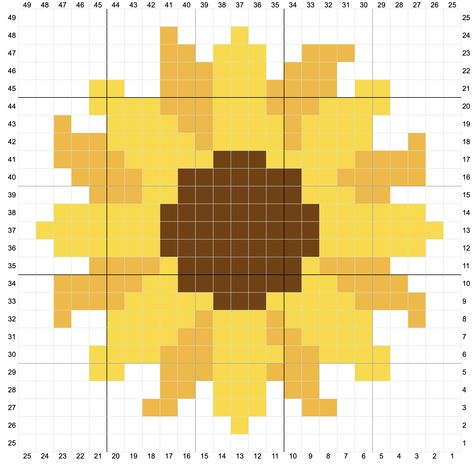 The Sunflower Square - Free Chart - Sunflower Cottage Crochet Blanket Stitch Tutorial, Crochet Blanket Stitches, Make A Blanket, Blanket Stitches, Colorwork Chart, Graph Crochet, Granny Square Crochet Patterns Free, Chunky Crochet Blanket, Pixel Crochet