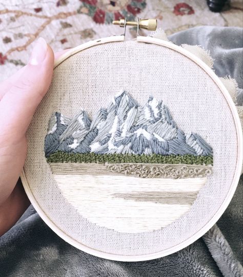 Outdoor Embroidery Designs, Mountain Embroidery Shirt, Alaska Embroidery, Mountain Embroidery, Class Logo, Embroidery Hoop Wall Art, Wedding Embroidery, Diy Embroidery Patterns, Handmade Embroidery Designs