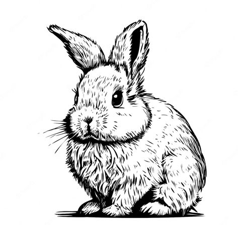 Rabbit Sketch Drawing, White Rabbit Illustration, Rabbit Sketch, Bunny Sketches, Rabbit Artwork, Fluffy Rabbit, Rabbit Wallpaper, Rabbit Vector, Cats Art Drawing