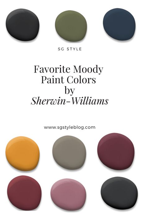 My Favorite Moody Paint Colors from Sherwin-Williams Jewel Tone Paint, Jewel Tone Paint Colors, Victorian Paint Colors, Plum Paint Colors, Moody Paint Colors, Moody Paint, Plum Paint, Jewel Tone Color Palette, Burgundy Paint