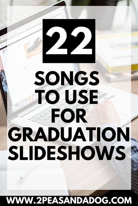 Find appropriate graduation songs for your end of the year and graduation slideshows from 2 Peas and a Dog. #graduation#endoftheyear #education Songs For Photo Video, Songs For Insta Stories Graduation, Graduation Music Playlist, Senior Songs Graduation, Senior Year Songs, Graduation Songs For Instagram, Songs For Graduation Insta Story, Senior Year Book Ads Parents, Graduation Slideshow Songs