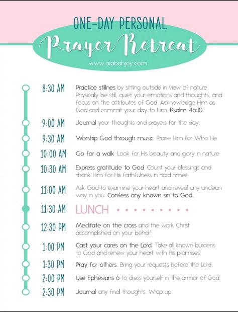 How to have your own Personal Prayer Retreat + FREE Printable Schedule Organisation, Retreat Schedule, Sample Prayer, Christian Retreat, Connection With God, Printable Schedule, Attributes Of God, Personal Prayer, Spiritual Retreat