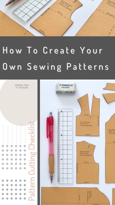Pin on The Sewing Retreat How To Draw A Pattern For Sewing, Sewing Drawing Sketch, Sewing Patterns Design, Creative Pattern Making Fashion, Beginning Sewing Patterns, How To Make Your Own Patterns Sew, How To Make A Pattern For Sewing, How To Make Your Own Sewing Pattern, Sewing Lessons Free Pattern